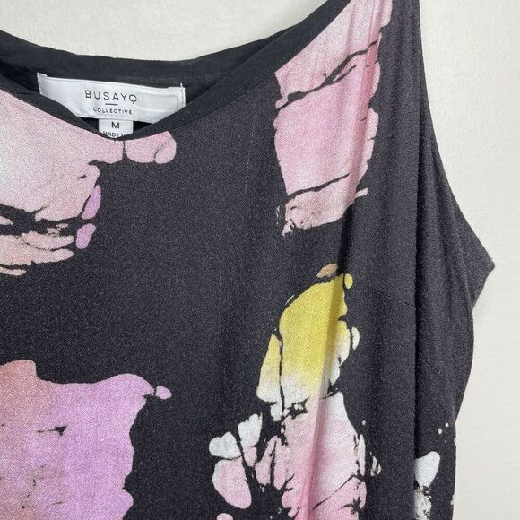 BUSAYO Collective Slip Dress Women Medium Black Purple Tie Dye Midi - Picture 4 of 16